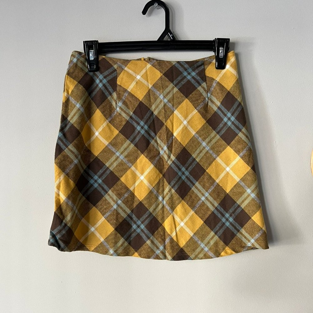 Plaid Yellow Autumn Skirt size M
